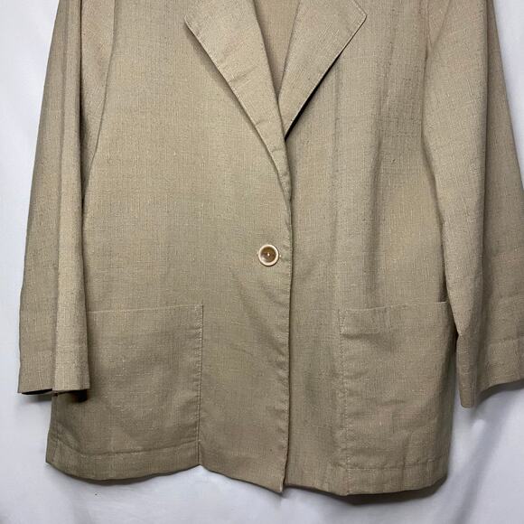 Joanna Petite| Women's vintage beige collared jacket blazer - Picture 2 of 16